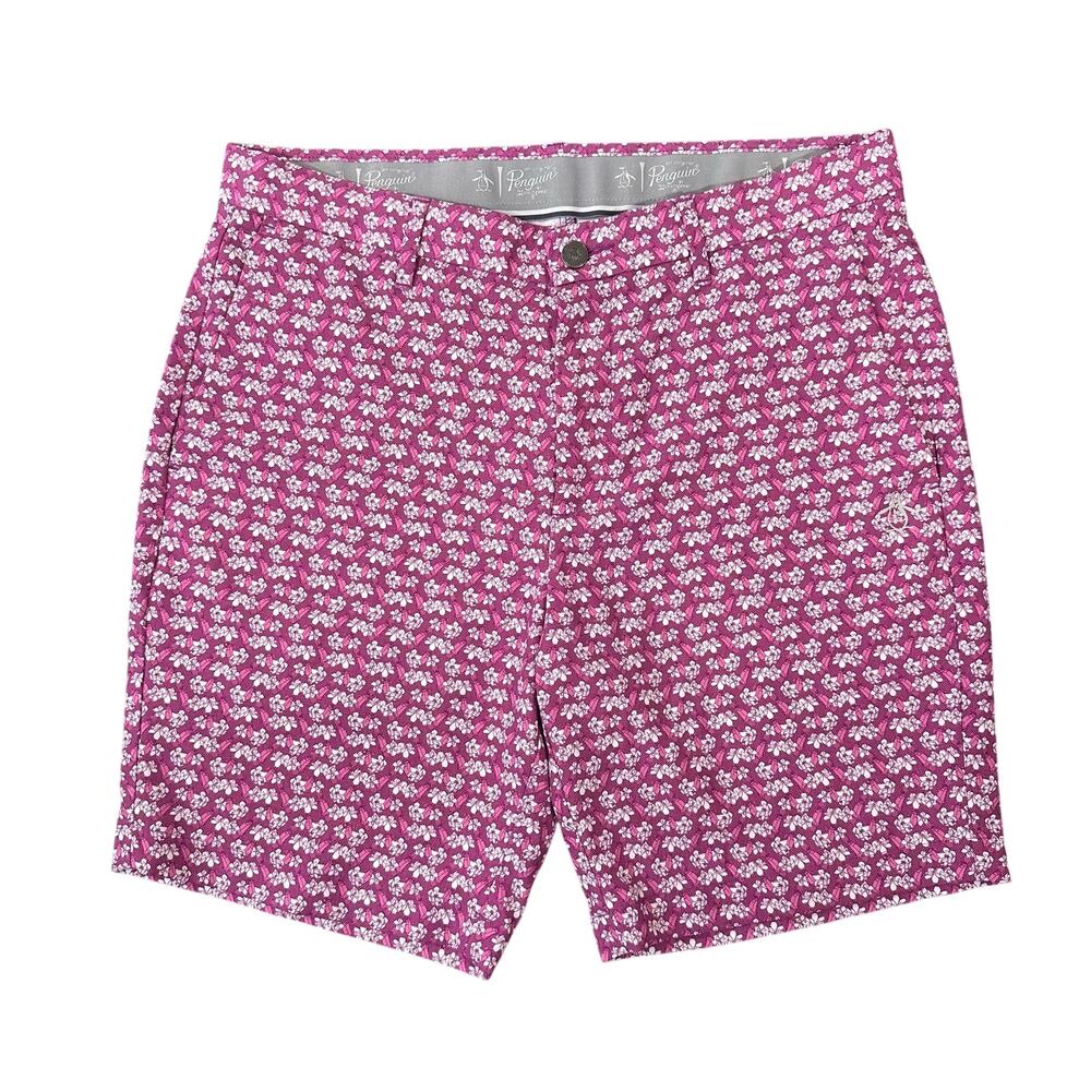 Original Penguin Men's Let It Be Golf Shorts in Rose Bouquet Size 32 - Picture 2 of 8